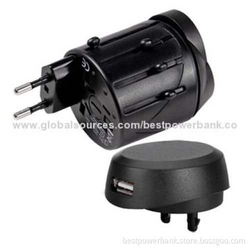 Worldwide USB Universal Travel Chargers with US/UK/AU/EU Plug, Fire-retardant ABS Material